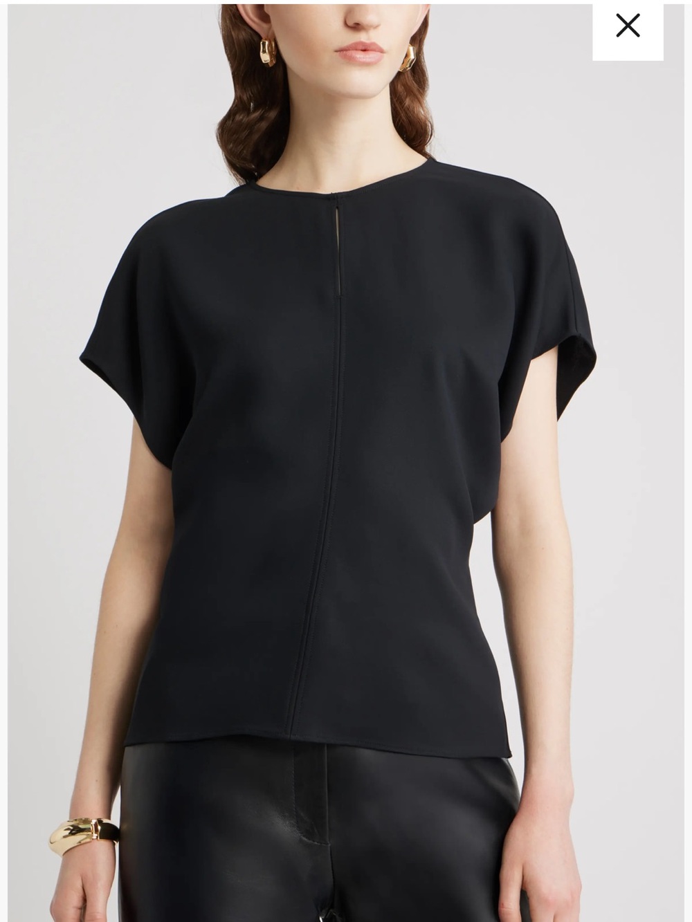 NWT Nordstrom Sz Medium Women’s Black Dolman Sleeve Work Blouse Top Ret $99!